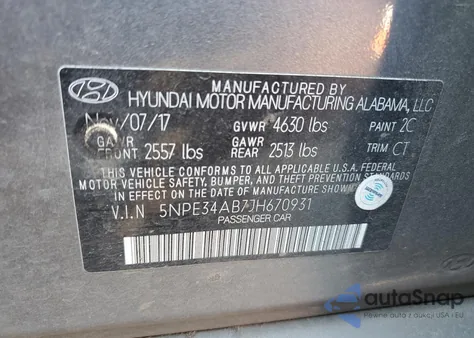 2018 Hyundai Sonata Sport z USA, uszkodzony, nr VIN 5NPE34AB7JH670931
